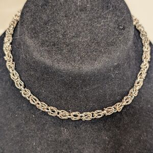 Vintage Sterling Silver Byzantine Necklace - 18-in